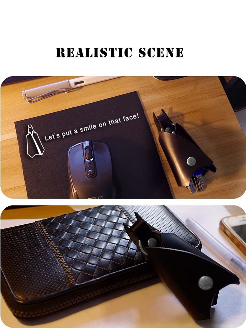 KeyChain Leather Bat for men gifts and women Car key fob case,pop keys ring cover holder for stocking stuffers for men - Image 4
