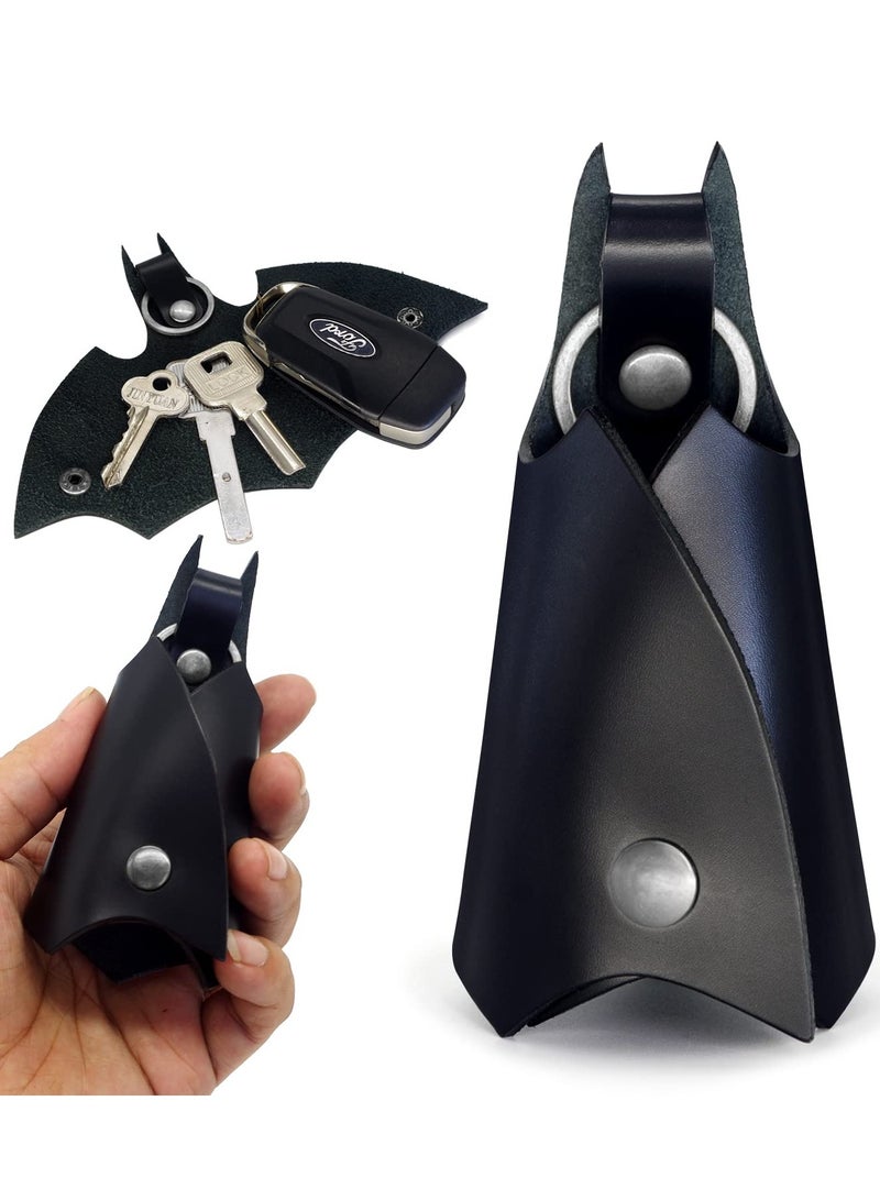 KeyChain Leather Bat for men gifts and women Car key fob case,pop keys ring cover holder for stocking stuffers for men - Image 1