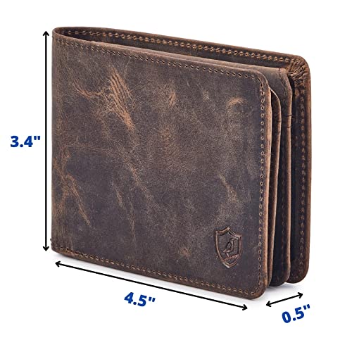 Cochoa Mens Wallet Real Leather Bifold RFID Blocking High Capacity Card Case with 2 ID Window in Gift Box (Crazy Horse, Moss) - Image 2
