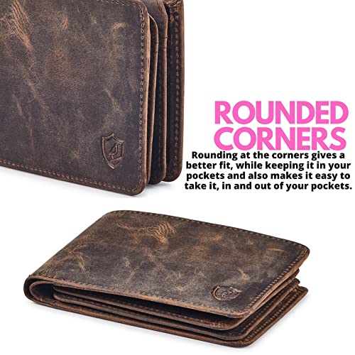 Cochoa Mens Wallet Real Leather Bifold RFID Blocking High Capacity Card Case with 2 ID Window in Gift Box (Crazy Horse, Moss) - Image 4