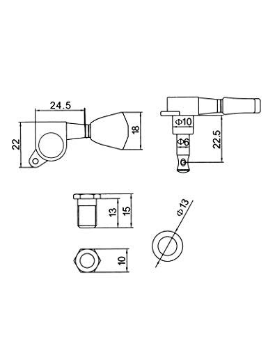 Holmer Sealed String Tuning Pegs Tuning Machines Grover Machine Heads Tuners Tuning Keys Vintage Keystone Style 6 In Line for Right Handed Electric Guitar or Acoustic Guitar Black.,TP 03-BK-6R - Image 4