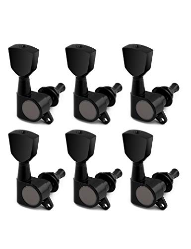 Holmer Sealed String Tuning Pegs Tuning Machines Grover Machine Heads Tuners Tuning Keys Vintage Keystone Style 6 In Line for Right Handed Electric Guitar or Acoustic Guitar Black.,TP 03-BK-6R - Image 1
