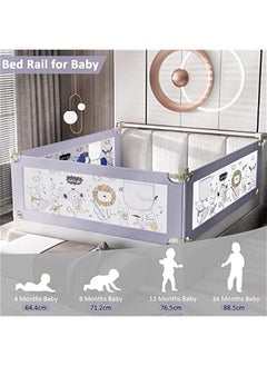 Gonice Bed Rail for Toddlers, Extra Long Bed Guard Fence Baby Bedrail Guard Adjustable Swing Down Bed Rail, Full Size Collapsible Safety Bed Barrier for Adults Kids Twin King Queen Size Mattress 1.8M 1 Pac  - Image 4