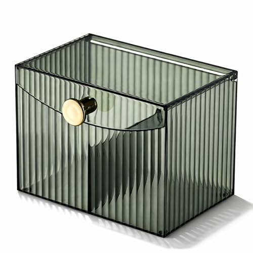 HoopVool ® Cosmetic And Makeup Organizer Box, Cotton Swabs Storage with Lid,Makeup Pad Holder, Bathroom Canister Multipurpose Box Divided for Face Brush Pens. (Green), 14 cm, 10 cm, 14 X 10 X 10 cm - Image 1
