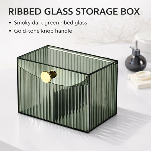 HoopVool ® Cosmetic And Makeup Organizer Box, Cotton Swabs Storage with Lid,Makeup Pad Holder, Bathroom Canister Multipurpose Box Divided for Face Brush Pens. (Green), 14 cm, 10 cm, 14 X 10 X 10 cm - Image 5
