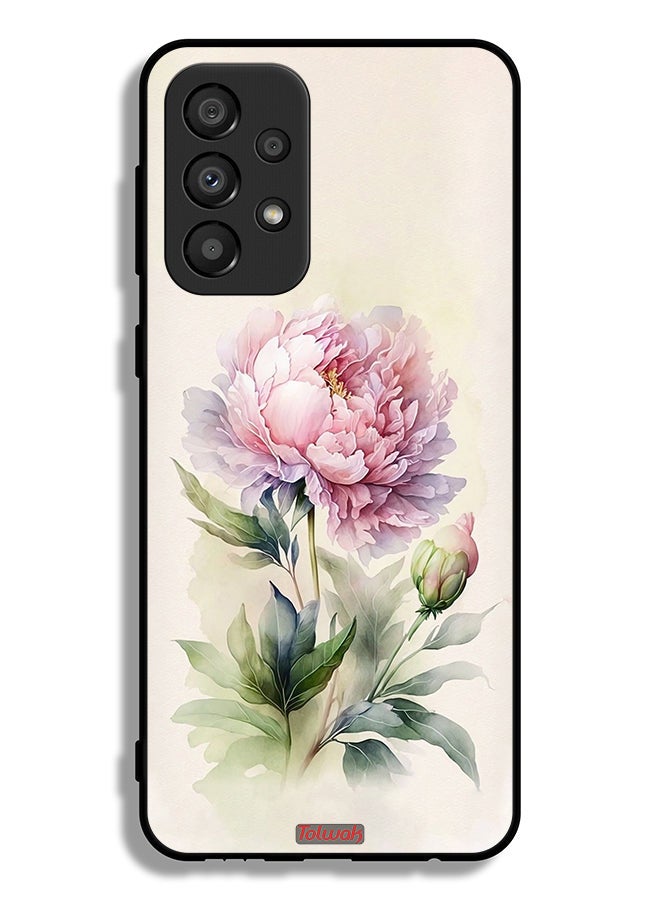 Tolwak Samsung Galaxy A33 5G Protective Case Cover Watercolor Rose Paint Art - Image 1