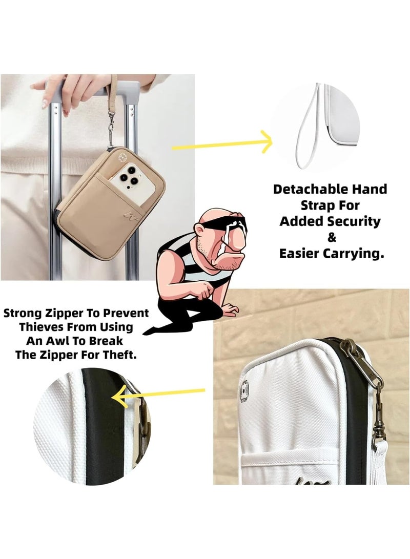 SYOSI Passport Holder for Travel Family, RFID Blocking Travel Wallet Organizer with Zipper, Waterproof Passport Case for Men Women, Lightweight Document Bag for Cards and Tickets, White - Image 2