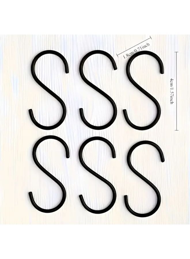 16pcs Black S Shaped Hooks Non Slip Heavy Duty Space Saving For Kitchen Wardrobe - Image 3