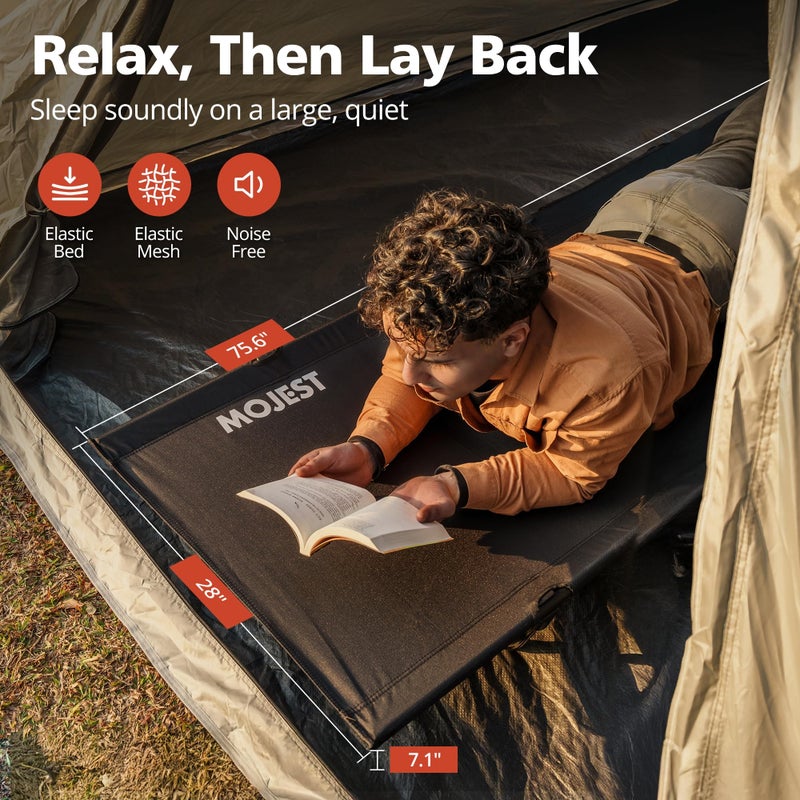 Mojest Ultralight Camping Cot for Adults - Portable Folding Camping Bed, Supports 350 lbs - Lightweight for Travel, Camping, Hiking, Backpacking, Mountaineering, Black - Image 4