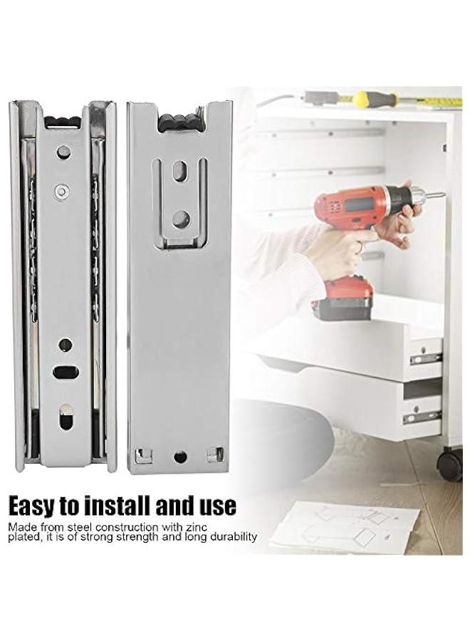 2pcs 5in Metal Drawer Slides 3 Section Ball Bearing Telescopic Drawer Slides Side Mount Full Extension Cabinets Closets Runners Slider Rail - Image 2