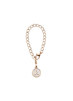 Cute Alphabet Number Charm Keychain R-white alloy drop letter pendant