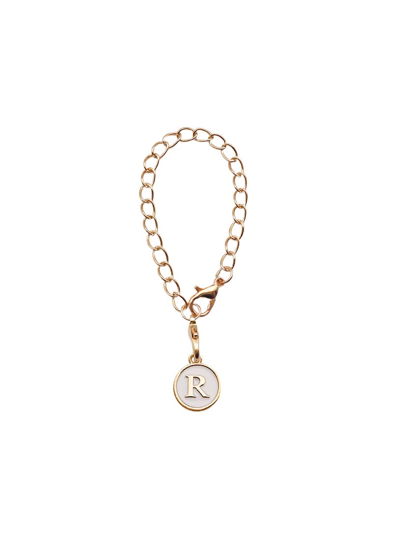 Generic - Cute Alphabet Number Charm Keychain R-white alloy drop letter pendant - Image 1