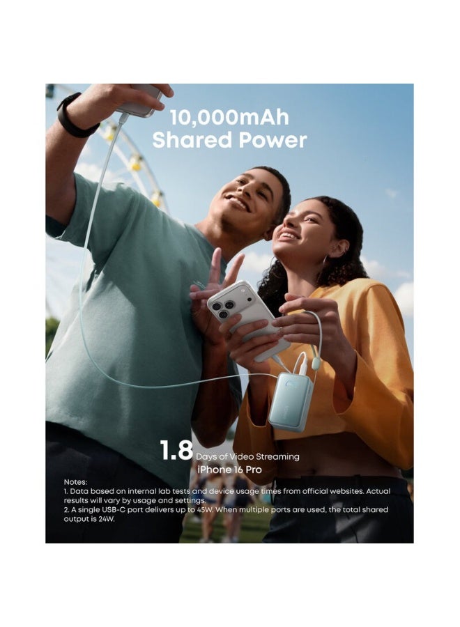 Anker Nano Power Bank, 10,000mAh Portable Charger with 2.3 ft InstaCord Retractable Cable, 45W Max, Smart Display, Green - Image 5