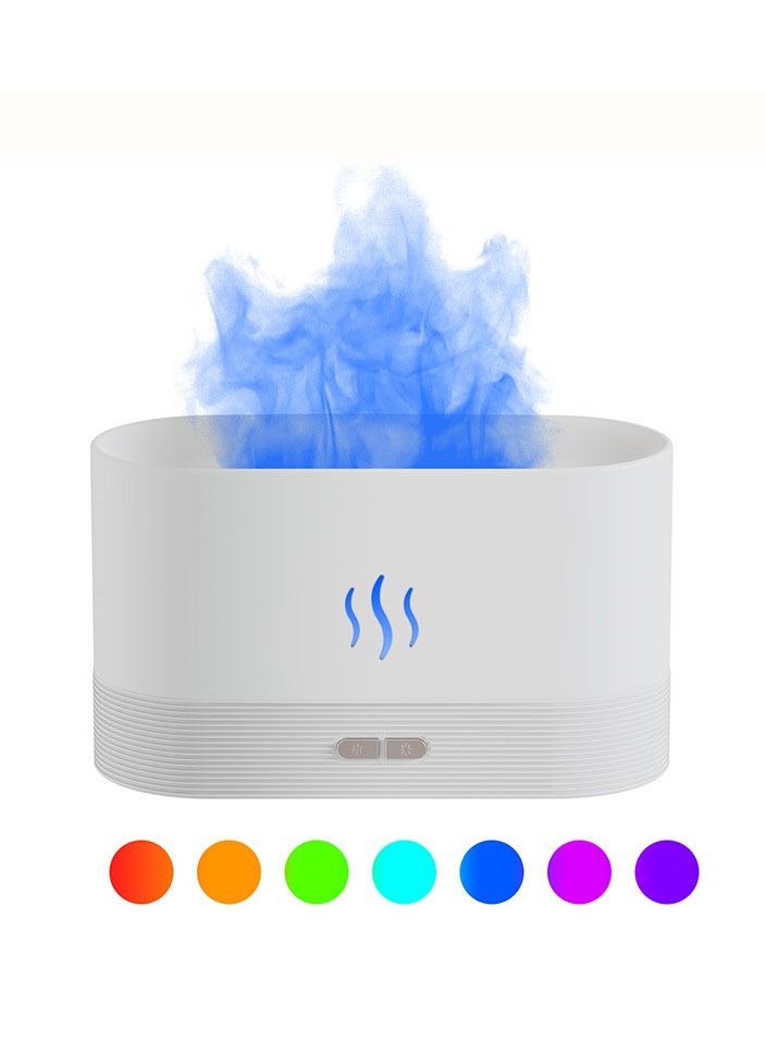NIBEMINENT Simulation Flame Mist Humidifier USB Aromatic Diffuser 180ML for Home Office Bedroom Baby Room White - Image 1