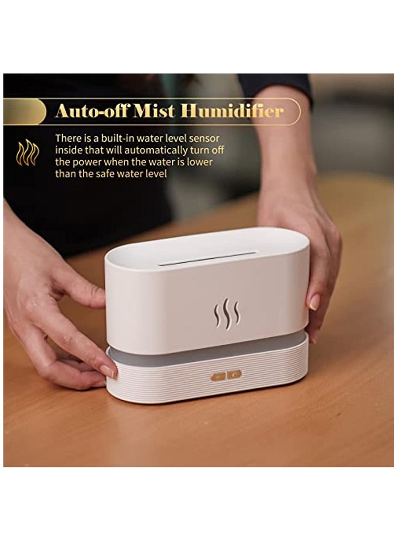 NIBEMINENT Simulation Flame Mist Humidifier USB Aromatic Diffuser 180ML for Home Office Bedroom Baby Room White - Image 2