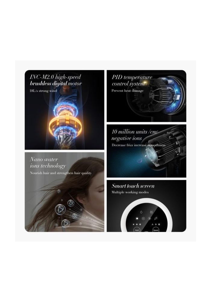 Jimmy Ultra Fast Dry Hair Dryer F7 with Nano Water Ions and Smart Touch Screen - Image 2