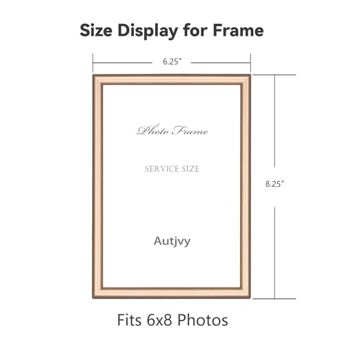 Autjvy 6x8 Picture Frame set of 2 Matte Brass Modern Simple Thin Aluminum Metal Photo Frame with HD Real Glass Display for Tabletop and Wall Collage 2 Pack - Image 3