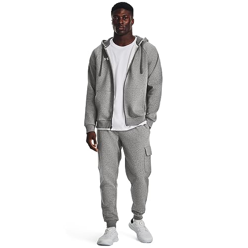 Under Armour Men's Rival Fleece Full Zip Hoodie, (025) Castlerock Light Heather / / White, Small - Image 2