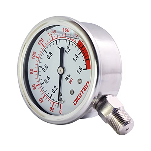 DIGITEN 3/8" Water Pressure Gauge Meter 0-1.6MPa 0-220psi for Reverse Osmosis System Pump ¡­ - Image 3
