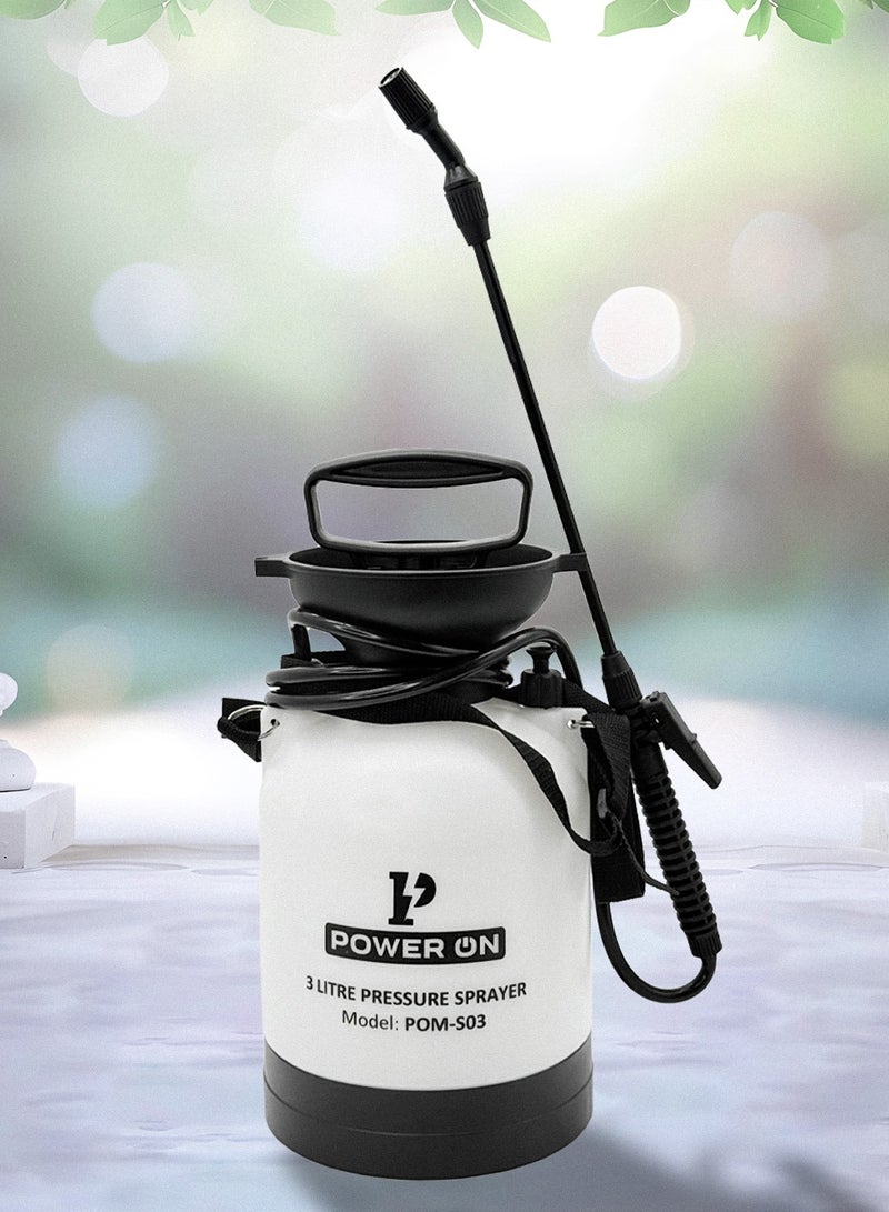 POWERON 3-Litre Hand Pressure Sprayer – Adjustable Nozzle, Safety Valve, and Ergonomic Pump for Garden, Home, and Car Use - Image 1