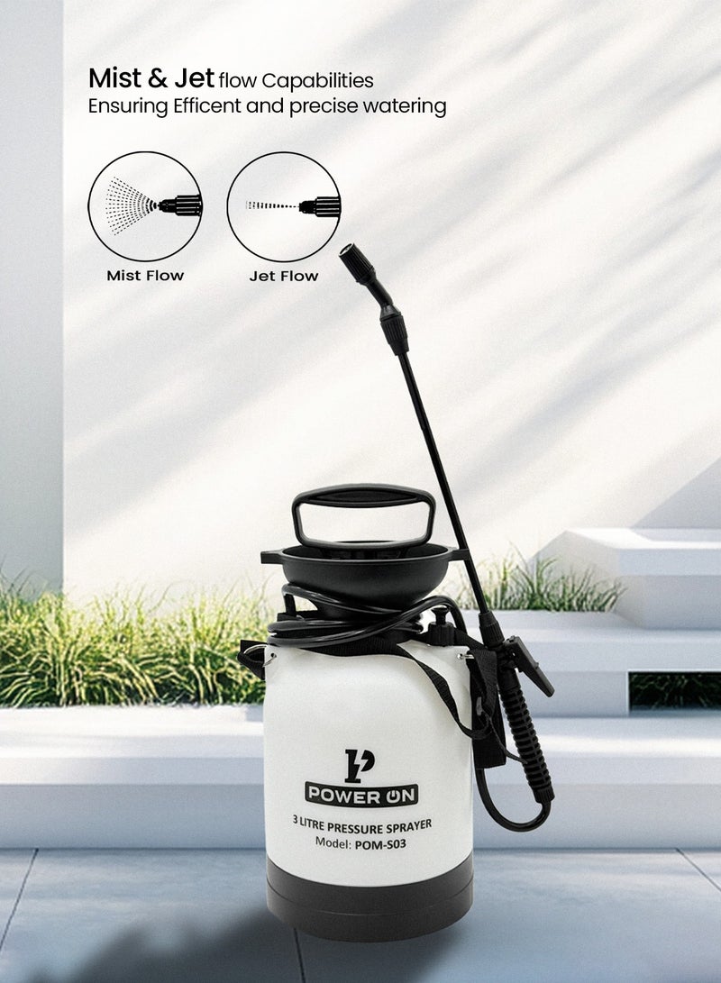 POWERON 3-Litre Hand Pressure Sprayer – Adjustable Nozzle, Safety Valve, and Ergonomic Pump for Garden, Home, and Car Use - Image 4