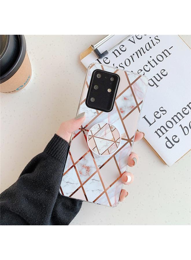S-TOP Case For Galaxy S20 Ultra Plating Colorful Geometric Pattern Mosaic Marble TPU Mobile Phone Case with Folding Bracket - Image 2