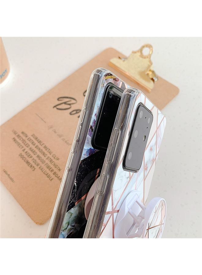 S-TOP Case For Galaxy S20 Ultra Plating Colorful Geometric Pattern Mosaic Marble TPU Mobile Phone Case with Folding Bracket - Image 4