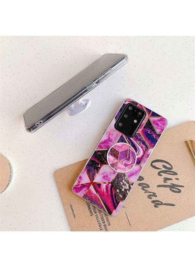 S-TOP Case For Galaxy S20 Ultra Plating Colorful Geometric Pattern Mosaic Marble TPU Mobile Phone Case with Folding Bracket - Image 3