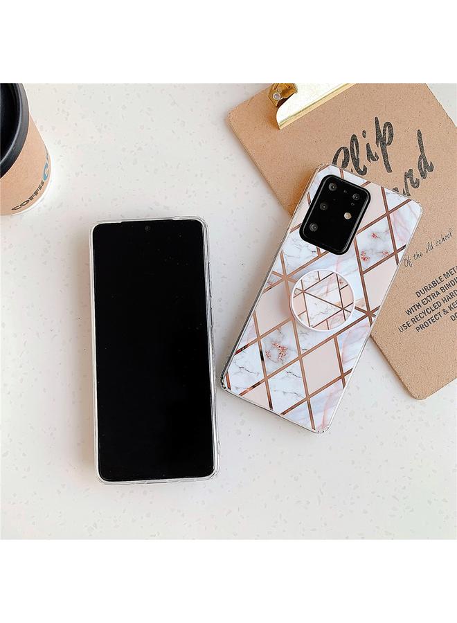 S-TOP Case For Galaxy S20 Ultra Plating Colorful Geometric Pattern Mosaic Marble TPU Mobile Phone Case with Folding Bracket - Image 5