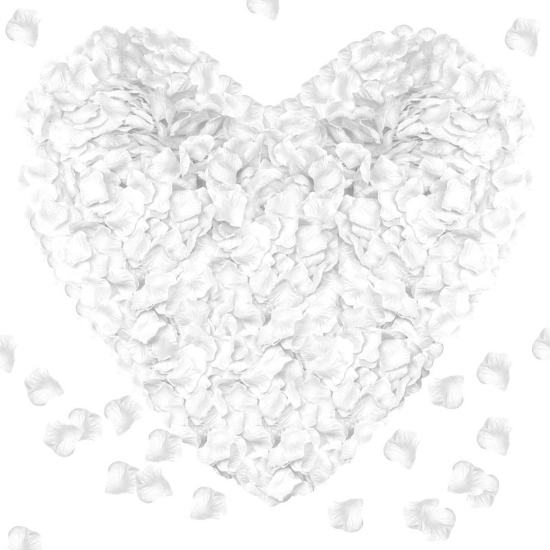 enttgo 1000 Pieces Artificial Silk Rose Petals Flower Decoration Wedding Party (White) - Image 1