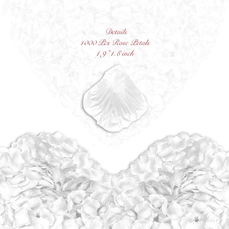 enttgo 1000 Pieces Artificial Silk Rose Petals Flower Decoration Wedding Party (White) - Image 2