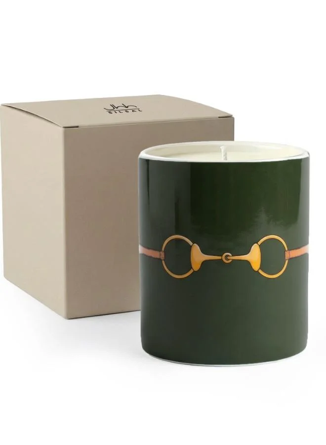 Silsal Fares Oud Wood Candle Olive Green - 150g