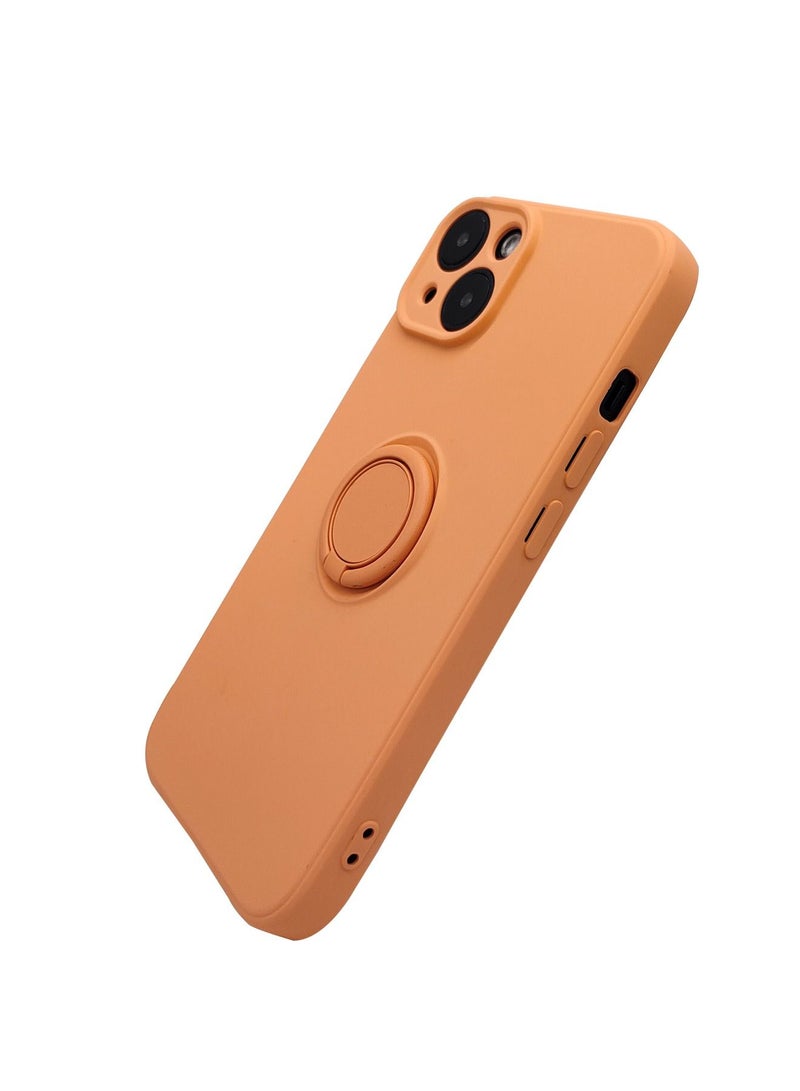 Case for iPhone 14 , Silicone Case with Ring 360°rotatable Kickstand Cover Support Magnetic Car Mount，Protective Cover with Strap Lanyard (Orange)  - Image 3