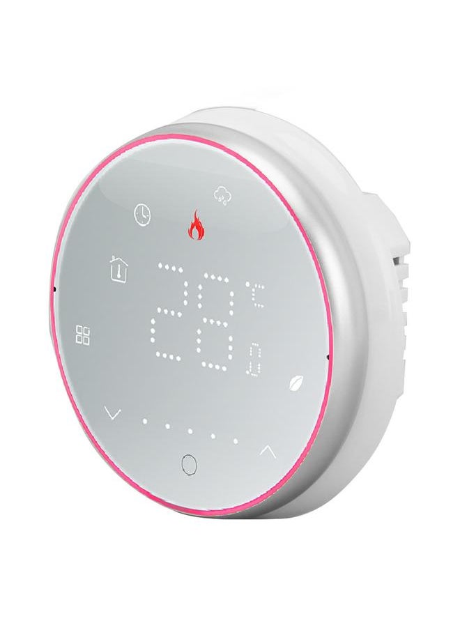 Smart Thermostat 1 Week Programmable LED Display Recessed Round Digital Thermostat AC95‑240V for Water Heating System White
