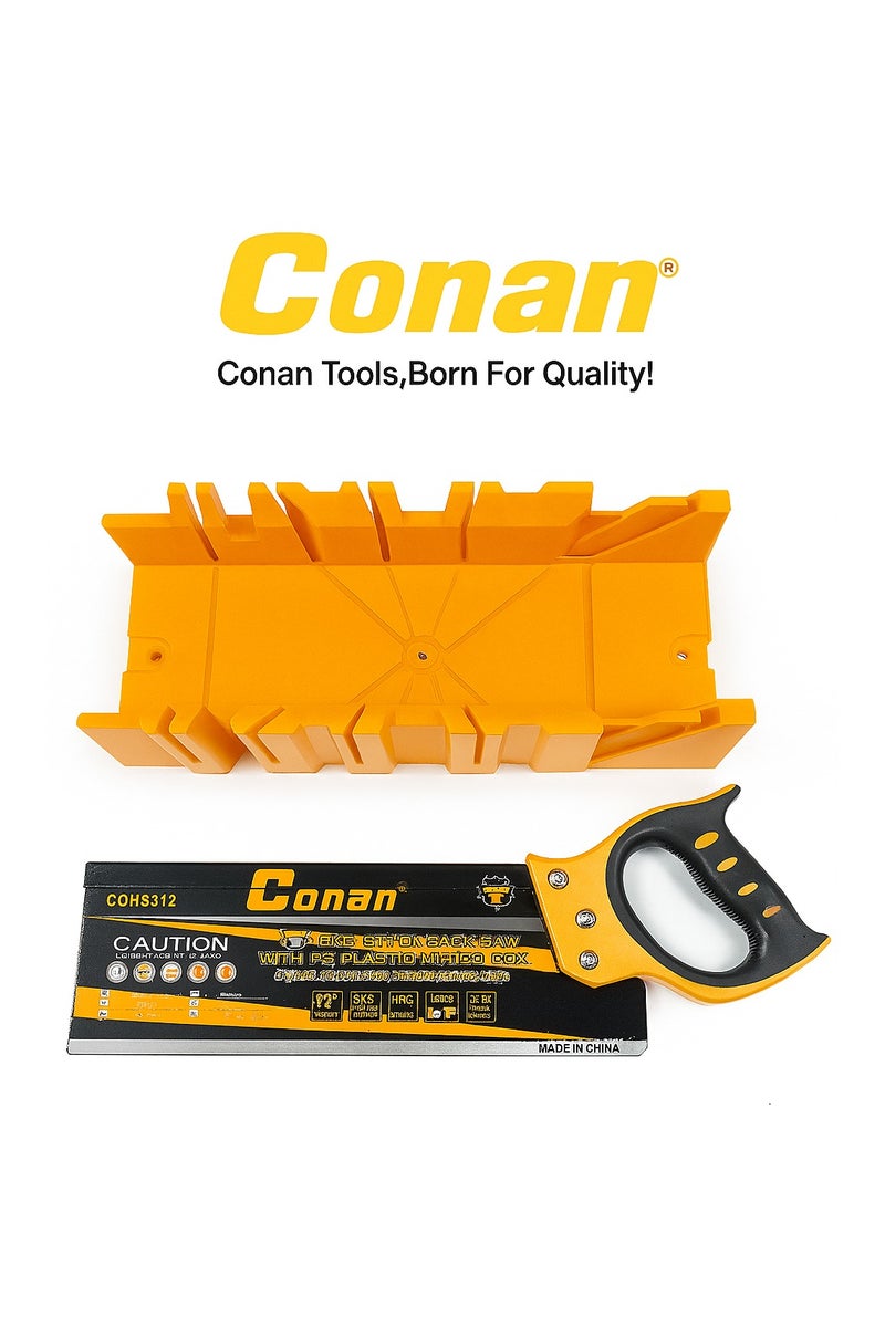 Conan 12-Inch Back Saw with Plastic Mitre Box – Precision Woodworking Tool Set for Accurate 45/90° Angle Cuts – SK5 Steel Blade with Non-slip Ergonomic Handle – Ideal for Wood & Plastic Cutting - Image 2