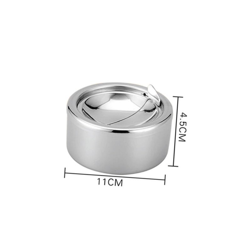 Stainless Steel Push Button Ashtray with Lid Windproof Portable - Image 4