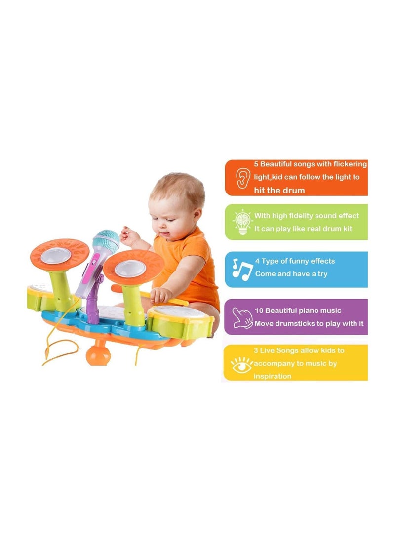 Generic - Toddler Toys for 1 2 3 4 5 6 Year Old Boys and Girls,Baby Musical Toys,Kids Drum Set,Electronic Musical Instruments Toddlers Toys with 2 Drum Sticks, Beats Flash Light and Adjustable Microphone - Image 1