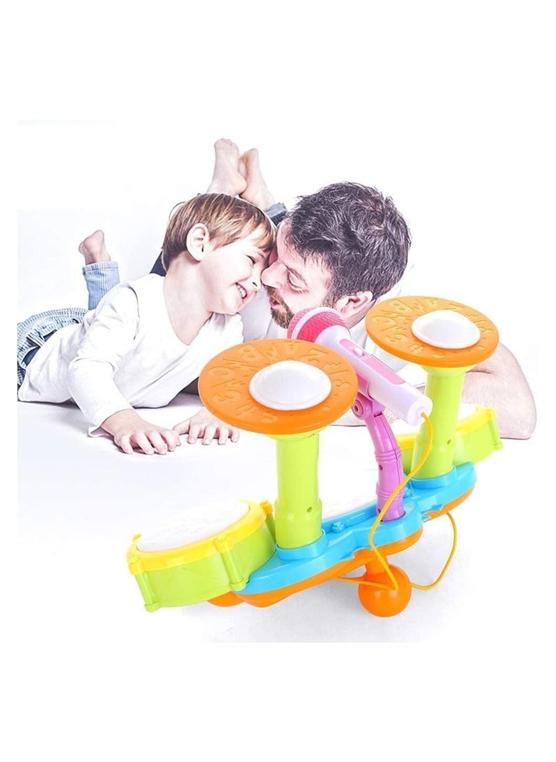 Generic - Toddler Toys for 1 2 3 4 5 6 Year Old Boys and Girls,Baby Musical Toys,Kids Drum Set,Electronic Musical Instruments Toddlers Toys with 2 Drum Sticks, Beats Flash Light and Adjustable Microphone - Image 1