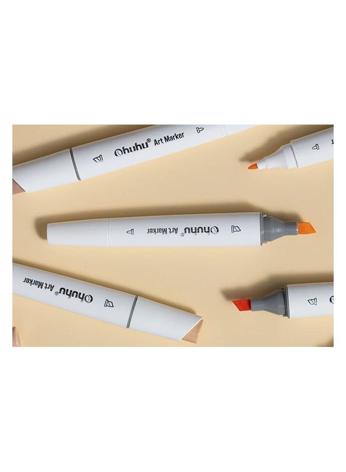 Ohuhu  Markers Skin Tone Marker Slim Broad and Fine Double Tipped Marker Set for Artists Adults Coloring Professional Illustration, 24 Portrait Colors - Image 3
