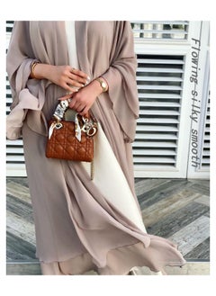 NIBEMINENT Women's Fashion Abaya Soft Elegant Suit Cardigan Scarf Casual Solid Color Dress Feminine Elegant Chiffon Muslims Long Sleeved Cardigan  - Image 3