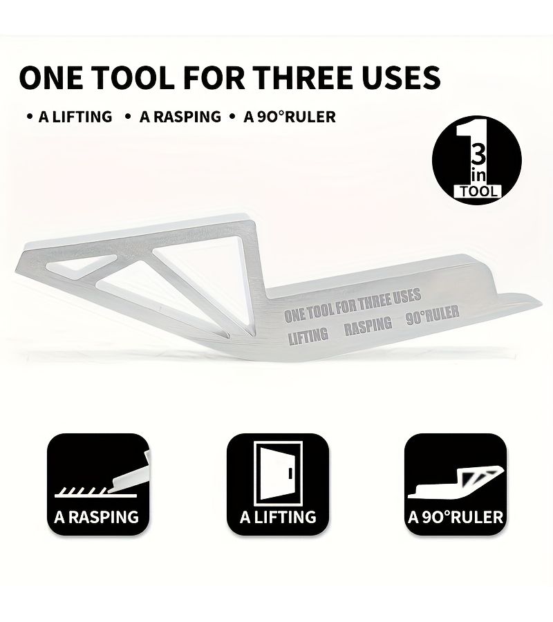 1 Pcs 3 In 1 Aluminum Alloy Door Lifter Multi Functional Prying Tool Rasp Drywall Plaster Sheet Lifting Equipment Household Tool Model Ltl6032 - Image 1
