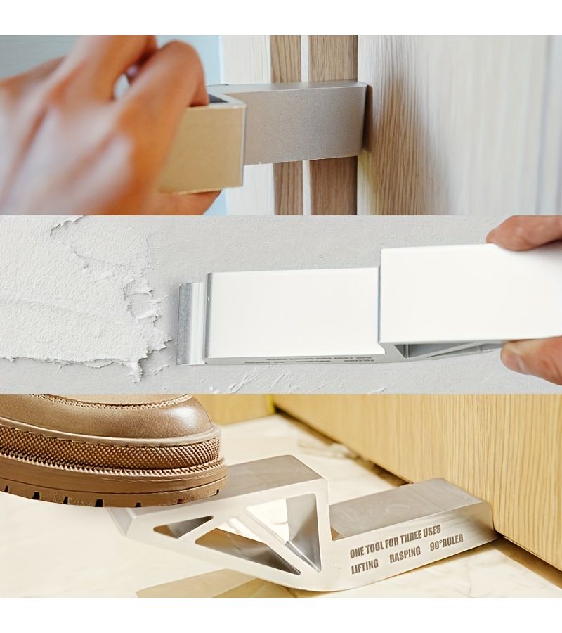 1 Pcs 3 In 1 Aluminum Alloy Door Lifter Multi Functional Prying Tool Rasp Drywall Plaster Sheet Lifting Equipment Household Tool Model Ltl6032 - Image 3