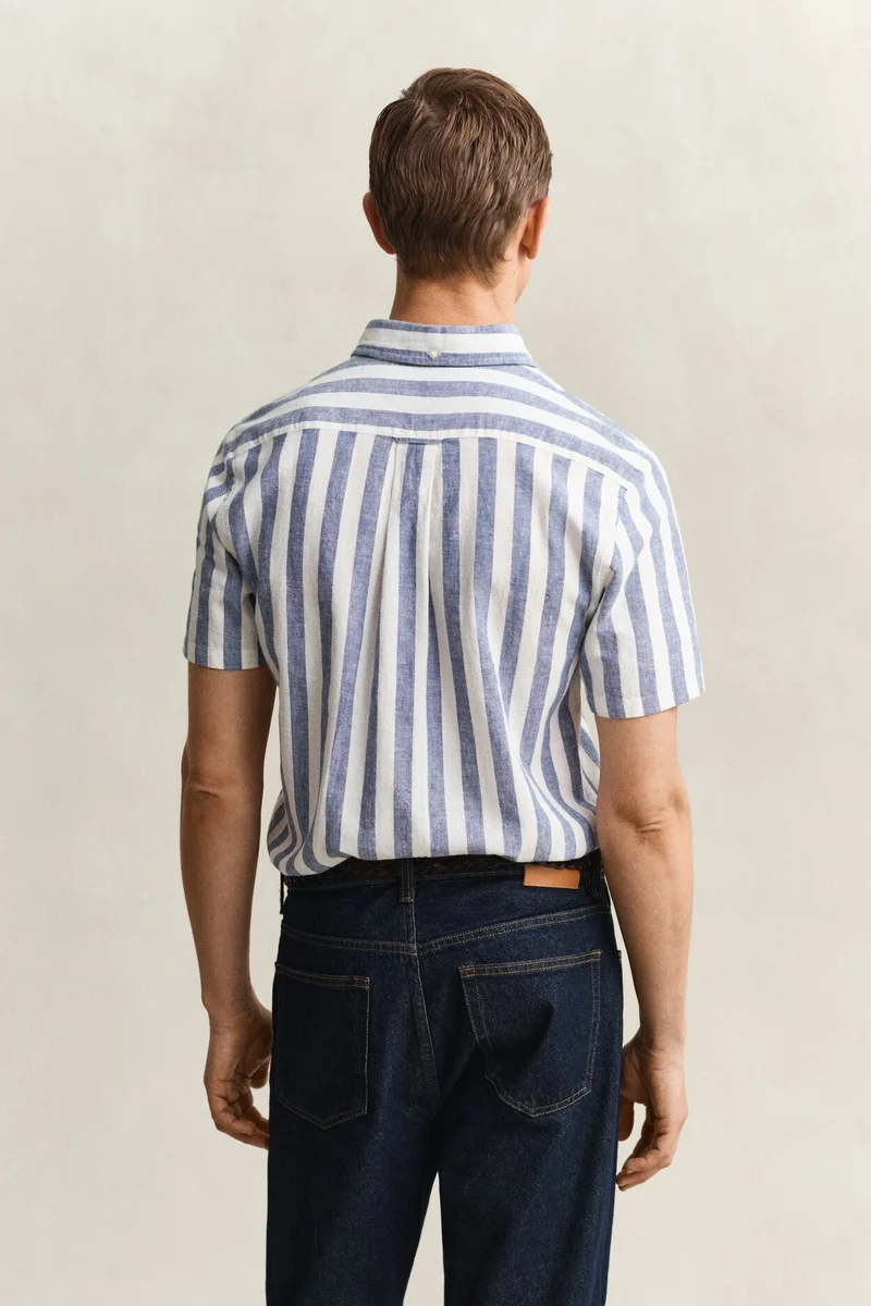 GANT  Regular Cotton Linen Stripe Short SleeveShirt for Men | Best Price UAE