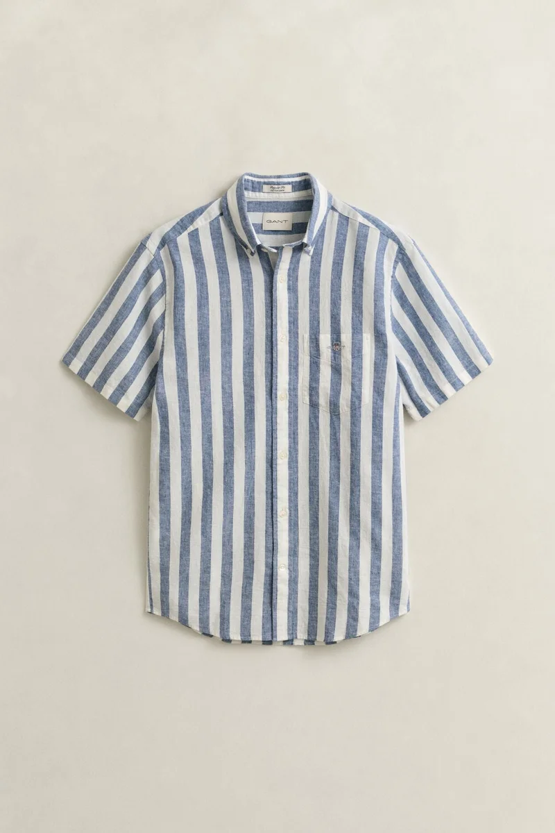 GANT  Regular Cotton Linen Stripe Short SleeveShirt for Men | Best Price UAE