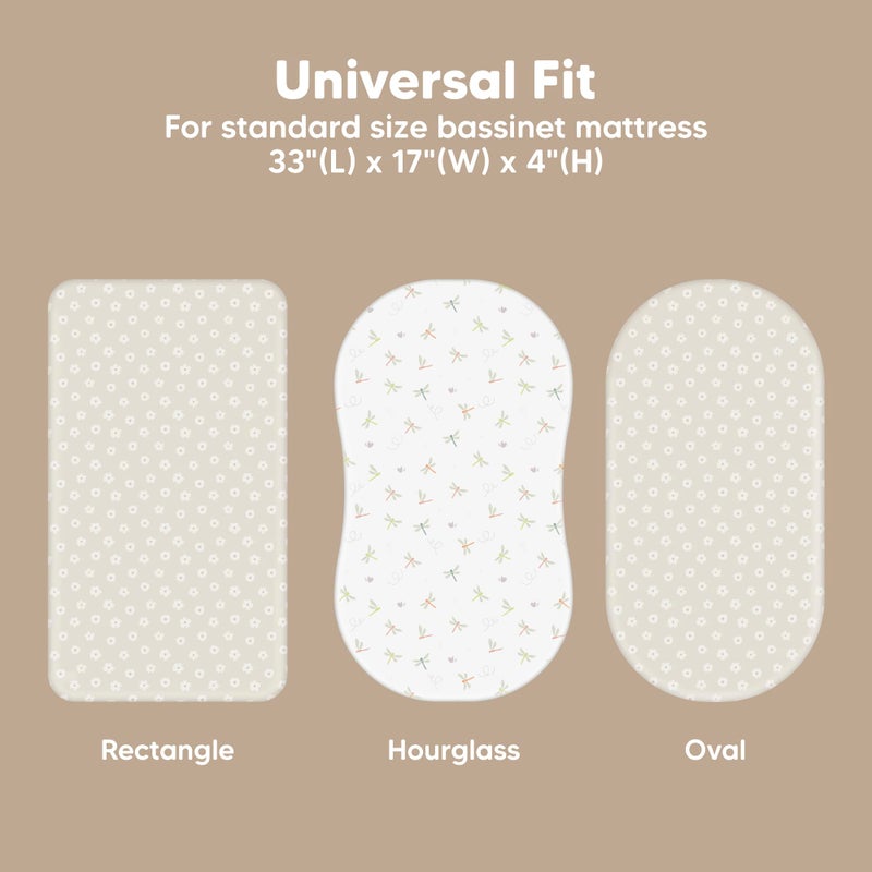 KeaBabies 2-Pack Baby Bassinet Sheets Girl, Boy - 33x17 Viscose Derived from Bamboo Bedside Mattress Fitted Bassinet Sheets, Compatible with Halo Bassinest Swivel Sleeper, Baby Delight, Graco (Meadow) - Image 3
