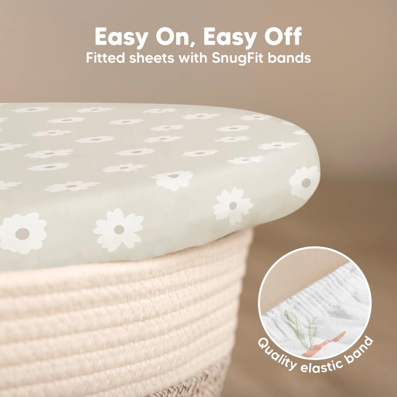 KeaBabies 2-Pack Baby Bassinet Sheets Girl, Boy - 33x17 Viscose Derived from Bamboo Bedside Mattress Fitted Bassinet Sheets, Compatible with Halo Bassinest Swivel Sleeper, Baby Delight, Graco (Meadow) - Image 5