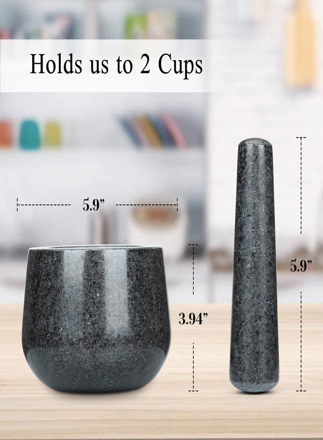 Cibeat Polished Granite Mortar and Pestle Set, Stone Grinder Bowl for Grinding Herbs Spices, Making Guacamo, Salsa, Pepper and Nuts Crusher (Granite, Small) - Image 4