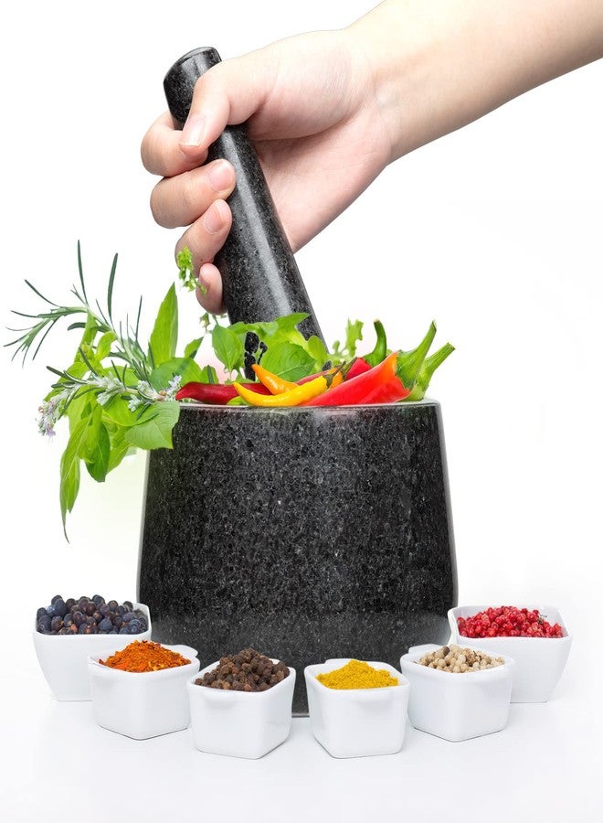 Cibeat Polished Granite Mortar and Pestle Set, Stone Grinder Bowl for Grinding Herbs Spices, Making Guacamo, Salsa, Pepper and Nuts Crusher (Granite, Small) - Image 2