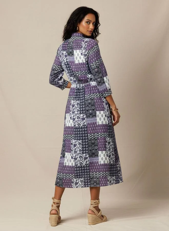 Splash FAV  Midi Shirt Dress with Floral Print for Women | Best Price UAE