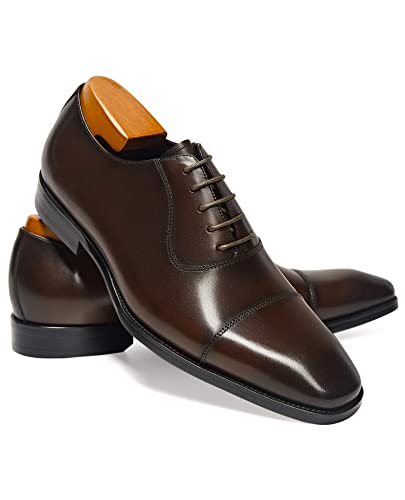 FRASOICUS Men’s Dress Oxford Formal Shoes LeatherBusiness Shoes for Men Dark Brown - Image 2